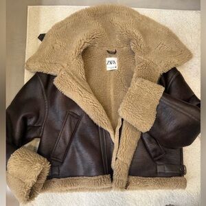 Zara Dark Brown Jacket with Tan Shearling